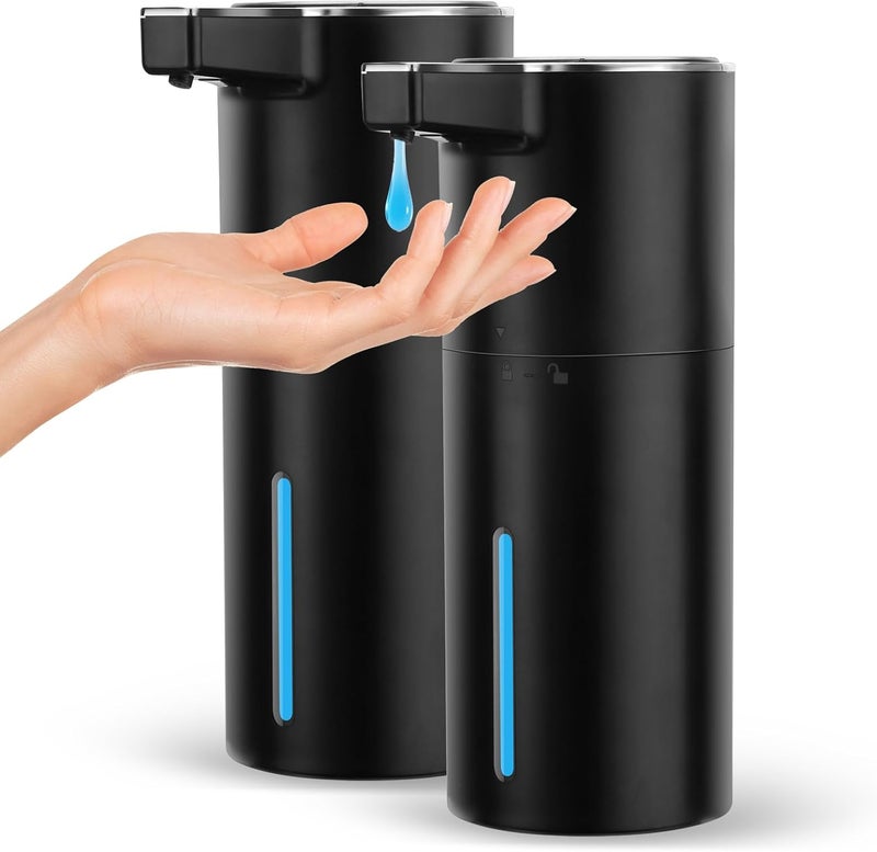 GURITHE 2 Pack Automatic Soap Dispenser: 13.52oz/400ml Wall Touchless Liquid - 4-Level Adjustable Modern Electric Hand Soap Dispenser - Kitchen Bathroom Kids Family Black - Image 1